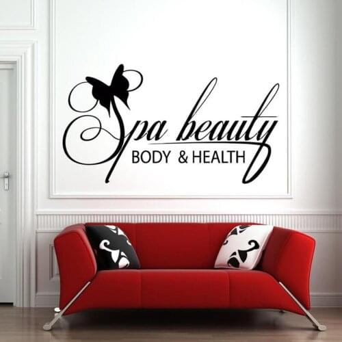 Spa Beauty Salon Wall Decal Quote Body Health Vinyl Lettering Wall Stickers Removable Room Decor Window Decals Shop Logo A226