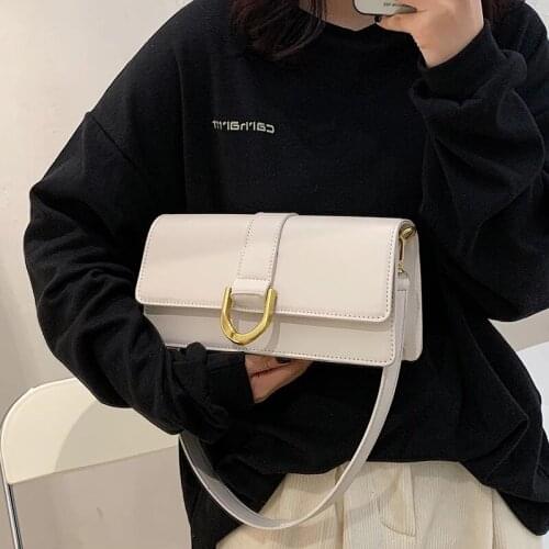 Solid color Square Armpit bag 2021 Spring New High-quality PU Leather Womens Designer Handbag Travel Shoulder Messenger Bag