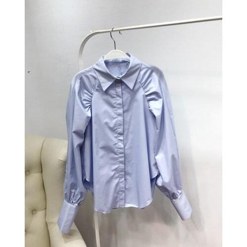 Light mature design sense minority shirt womens autumn bubble sleeve Hong Kong style shirt 2020-03