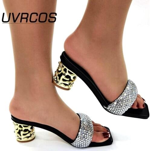 Latest Green Color Italian Ladies Sexy High Heels Pumps Rhinestones Large Size 37 To 42 High Quality Slip on Women Party Shoes