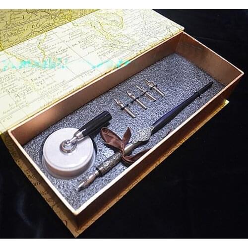 English Calligraphy Gothic Fountain Vintage Pen with 1 holder 4 Nibs