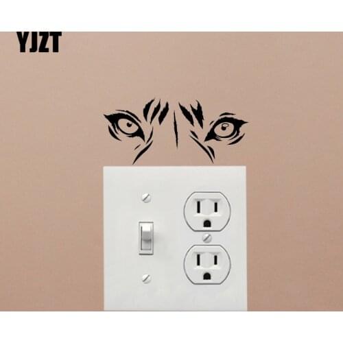 YJZT Personality Vinyl Wall Decal Tiger Eyes Animal Switch Stickers Cartoon Decor 17SS0026