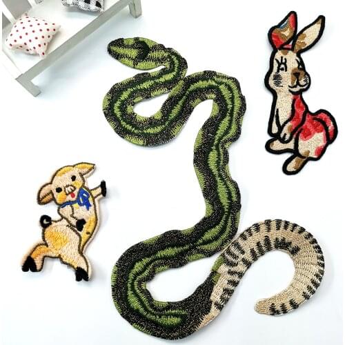Green Snake Patches patches for clothes Jacket Applique Iron On Sticker For Clothes Animal embroidery