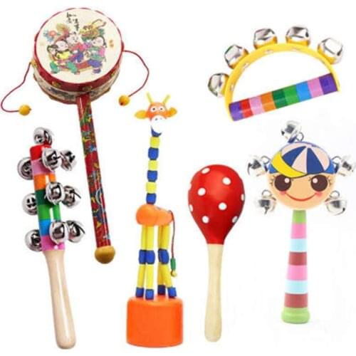 1PC Baby Rattle Montessori Educational toy Wooden 3D Puzzle Sound Wooden Sensory Jigsaw Brain Training Intellectual Learning Toy