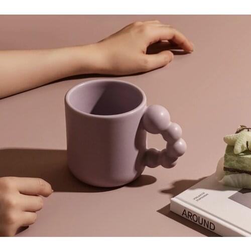 325mL New Product Coffee Cup Rotating Ball Handle Design Fatty Ceramic Mug Drink Cup Tea Cup Cute Coffee Mugs and Cups Gift