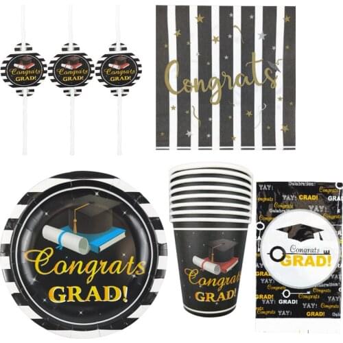 82pcs/lot Graduation Theme Baby Shower Decoration Cups Plates Boys Kids Favors Straws Dishes Birthday Party Tablecloth Napkins