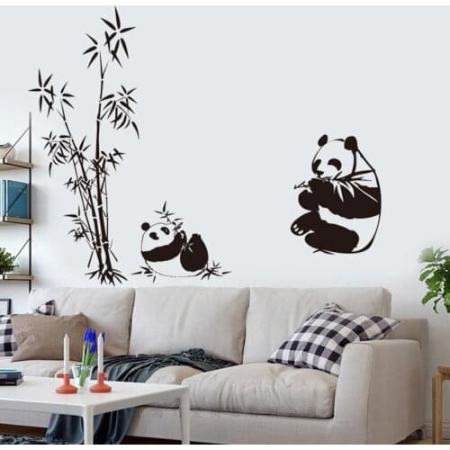 Bamboo panda wall sticker PVC Material DIY wall decals For Living room sofa background wall childrens room home decor sticker