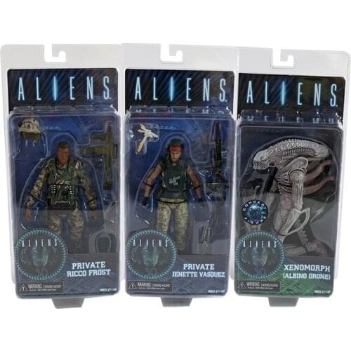 NECA ALIENS Series 9 Xenomorph Albino Drone Private Ricco Frost Jenette Vasquez PVC Action Figure Collectible Model Toy