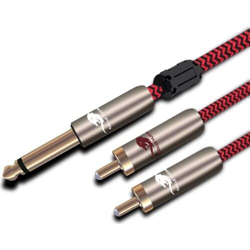 HIFI Stereo MONO 1/4" Jack 6.5mm to Dual RCA Phono Audio Cable 6.5mm to 2 RCA Guitar Electric Organ Bess Cable