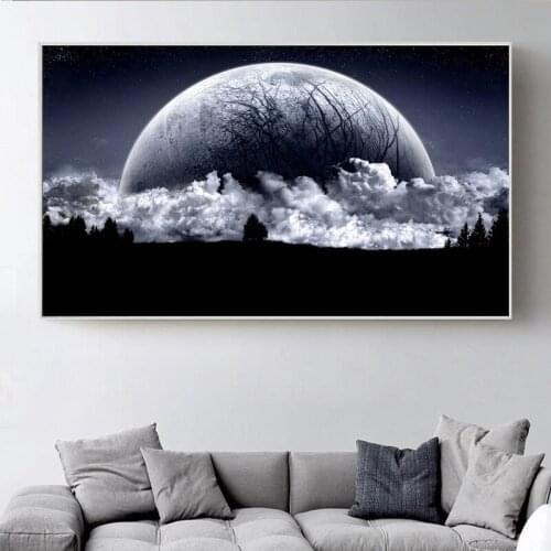 Space Astronaut Planet Canvas Painting Moon Eclipse Posters And Print Modern Wall Art Picture For Living Room Studio Aisle Décor