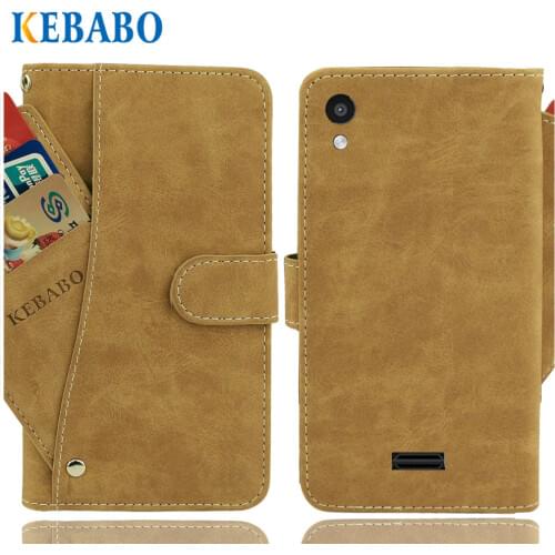 Leather Wallet BQ BQ-4077 Shark Mini Case 4" Flip Vintage Leather Front Card Slots Cases Cover Business Phone Protective Bags