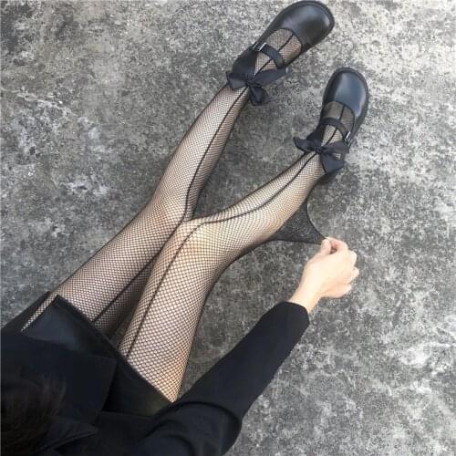 Summer Japanese Cute Lolita Girl Fishnet Socks Hollow Out Gothic Dark Angel Female Bottoming Pantyhose Fishnets Pantyhose Women