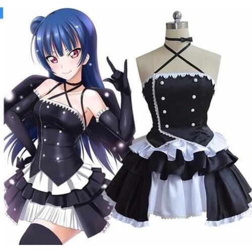Love Live! Sunshine!! Aqours Yohane Tsushima Yoshiko Cosplay Costume Black Little Devil Costume Black Lolita Dress Custom