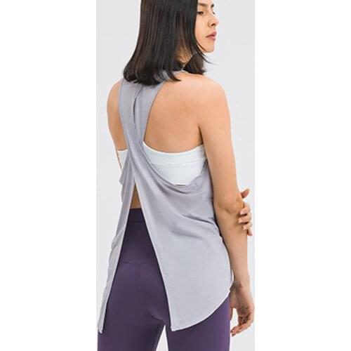 OZAGREL Cross-tie Blouse Workouts Clothes Open Back Yoga Tank Tops Stretch Sexy Blouse Gym Tank Back Mesh Patchwork Sports Vest