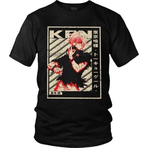 Cool Vintage Anime Manga Tokyo Ghoul T Shirts Men Short Sleeve Kaneki Ken T-shirt Graphic Tee Tops Pure Cotton Oversized Tshirt