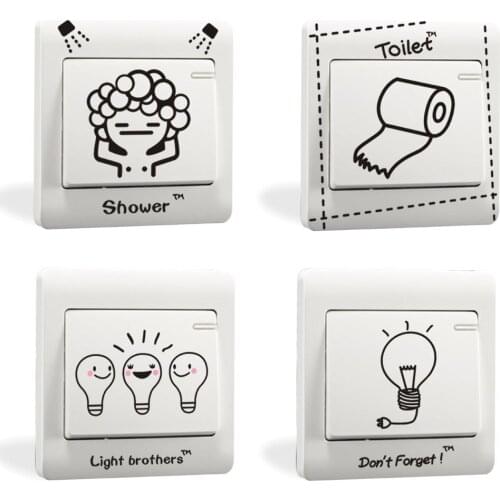 Cute Creative Series Kitchen Bathroom Living Room Switch Stickers Bedroom Living Room Decoration Pvc Wall Stickers Self-Adhesive