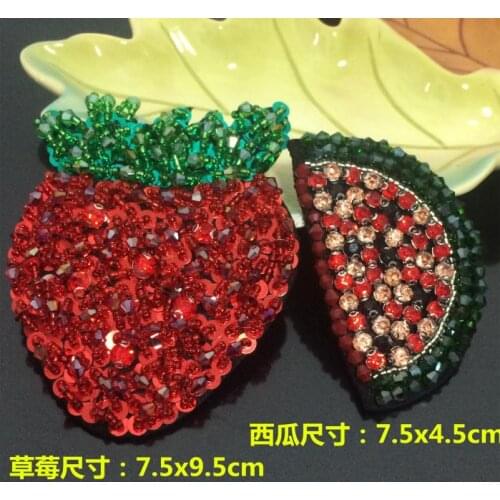 Strawberry&watermelon Beaded rhinestone crystal sequins patches applique for clothes sewing on garment decoration patch Apparel