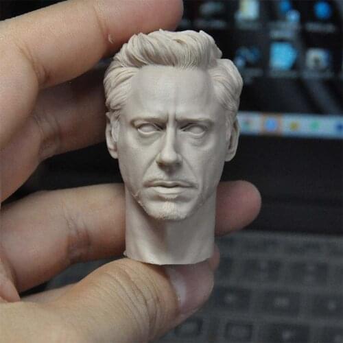 Unpainted 1/6 Scale Custom Ver. Tony Stark Head Sculpt Model For 12'' Action Figure Dolls Painting Exercise No.330
