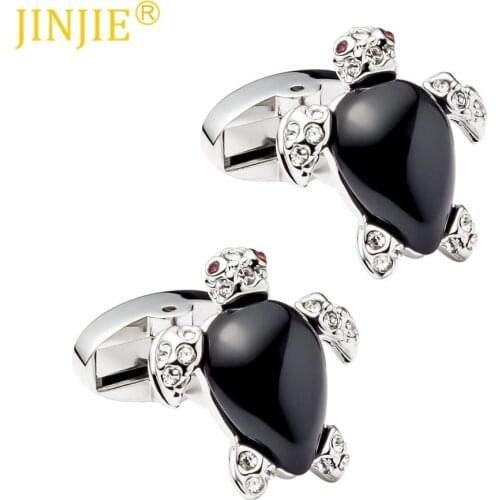 New Fashion Turtle Shape Crystal Rhinestone Mens Corner Cufflinks Upscale French Shirt Cuff Button Cuffs Steampunk Accessories