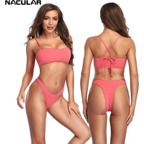 New Bikini Set High Waist Sexy Women Swimwear Swimsuit Bathing Suit Beachwear Pure Color Summer Brazilian Bikini 2021