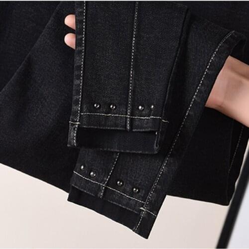 Herfst Stretch Skinny Vrouwen Jeans Hoge Taille Potlood Broek Vrouw Plus Size Elastische Taille Enkellange Mujer Klinknagel Slan