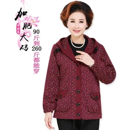 XL-8XL Spring and Autumn Middle-aged and older womens large size mother coat color wave point jacket female 130kg can be worn