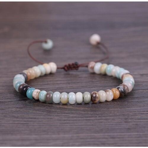 Punk 6mm Abacus Beads Amazonite Stone Bead Bracelet For Women Girls Lucky Friendship Bracelet Jewelry Gift