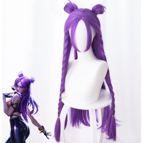 Game LOL Kaisa Cosplay Wigs Daughter Of The Void Women Blue Purple Braid Hair Halloween Christmas Cosplay Wigs