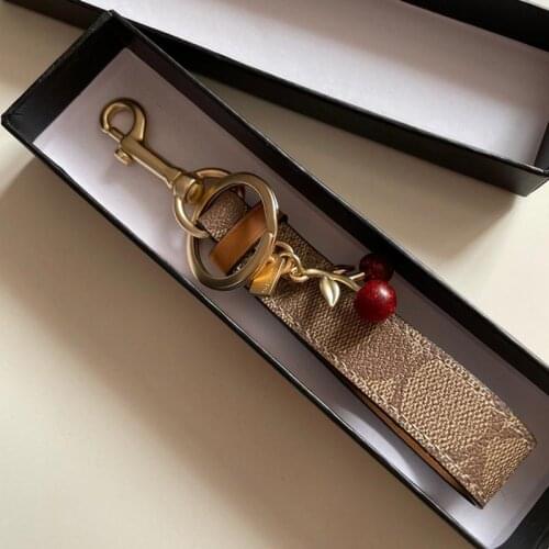 Luxury keychain Lovely Tiny Cute Cherry Key Ring For Women Charm Bag Holder Ornament Pendant Accessories 2021 New Chains