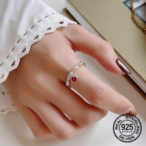 S925 Silver Adjustable Rings For Women Olive Beads Round Geometric Rose Heart Fashion Hot Sale Lady Party Jewelry Gift INEFFA