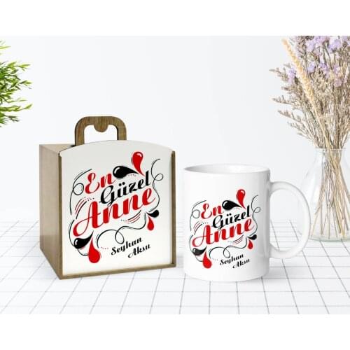 Tailor-made In Wooden Box Mother 'S Day Themed Most Beautiful Mother Design White Mug Bardak-1
