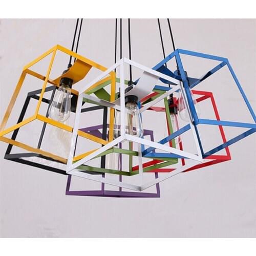 Modern Minimalist CUBE BOX FRAME Pendant Light Geometric Simple bar counter kitchen ceiling lamp light fixture