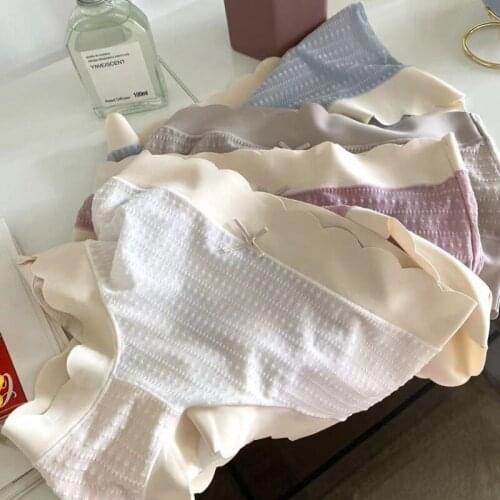 Middle Low Waist Underwear For Women Summer Breathable Corset Lace Seamless Transparent Panties Chiffons Ruffles Sexy Lingerie