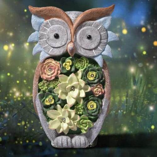 LED Solar Owl Lights Outdoor Decorative Lights Garden Decorations Lighting Resin Crafts Garden Lawn Decor Night Lights