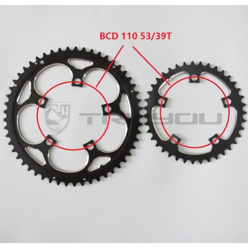 TRUYOU Road Bicycle Chain Wheel BCD 110 53T 39T Dual Disc Chainwheel Folding Bike Chainring Aluminium Double Speed CNC 3/32"