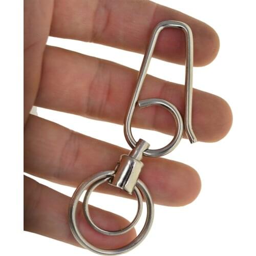 ONE Unique creative simple strong biker 304 stainless steel wire fish hook swivel Keychain keyring house warm gift key organizer