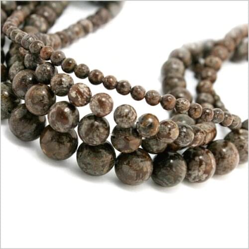 High Quality 4/6/8/10 mm Snowflake ( Brown ) Round Natural Stone Beads 15'' DIY Bracelet Necklace Jewelry Making BTB622-625