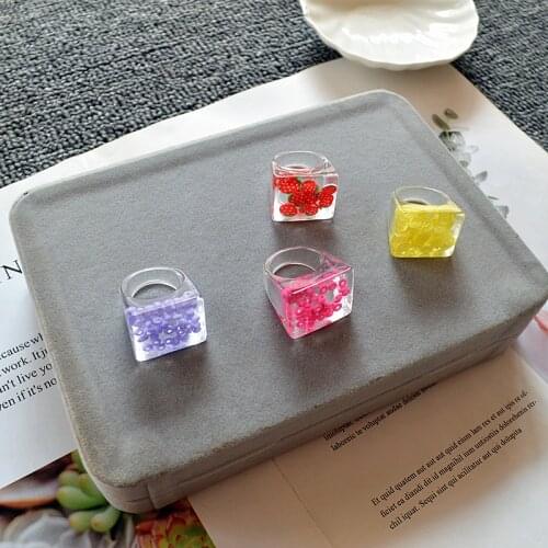 Japan And South Korea Sweet Cute Inlay Various Fruits Rings Exquisite Fresh Original Pinkycolor Refreshing Rings Girl Gifts