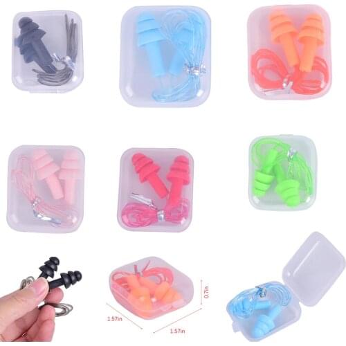 1Pair Comfort Earplugs Noise Reduction Silicone Soft Ear Plugs PVC Rope Earplugs Protective For Swimming For Sleep