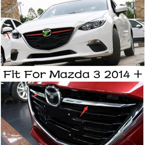 Lapetus Auto Front Bumper Grille Grill Cover Trims 2PCS Fit For Mazda 3 2014 - 2016 Red / Shiny Style Modification Accessories