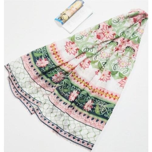 2021 Women Fashion Floral Printed Pattern Cotton Scarf Shawls Wraps Hijabs 10pcs/lot