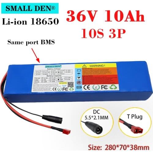 36V 10Ah 18650 lithium battery pack 10S3P electric scooter modified bicycle motorcycle battery 500W high power, with 15A BMS