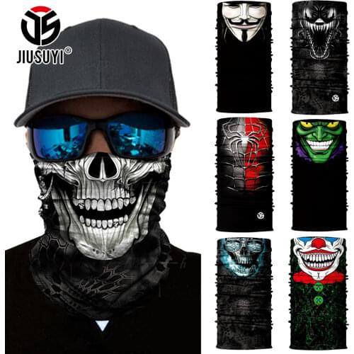 3D Magic Bandana Summer Half Face Cover Skull Tube Ski Mask Scarf Halloween Neckerchief Neck Gaiter Outdoor Sport Accessories