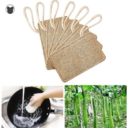 5PCs Natural Loofah Luffa Sponge Dish Cleaning Brush Scrubber Kitchenware Cleaner Dishwashing Loofahs Scrub Pad Kitchen Tool
