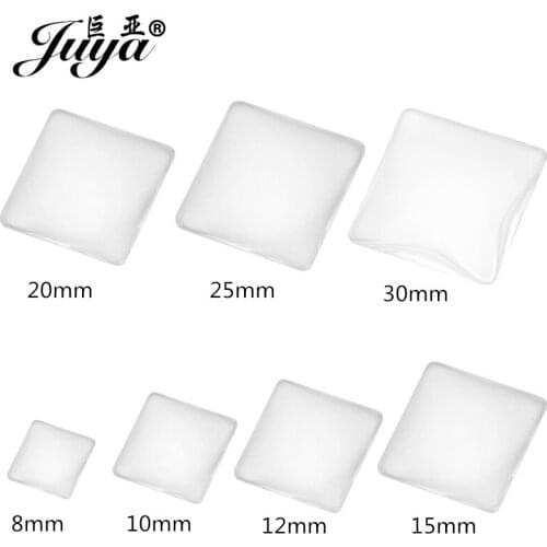 8/10/12/15/20/25/30mm Square Transparent Clear Glass Cabochon For Women Necklace Pendant DIY Jewelry Making Carfts Accessories