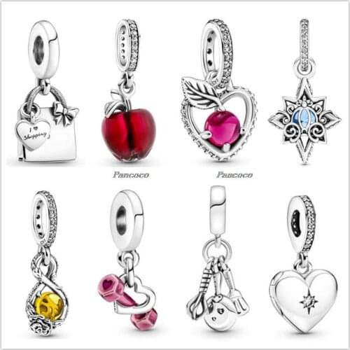 Authentic 925 Sterling Silver l I Love Shopping Handbag With Heart Charms Bead Fit Pandora Bracelet & Necklace Jewelry