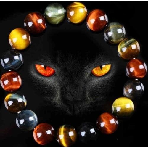 Fashion Colorful Tiger Eyes Beads Bracelet 10mm 12mm 14mm Men Charm Natural Stone Braslet for Man Handmade Jewelry Gifts