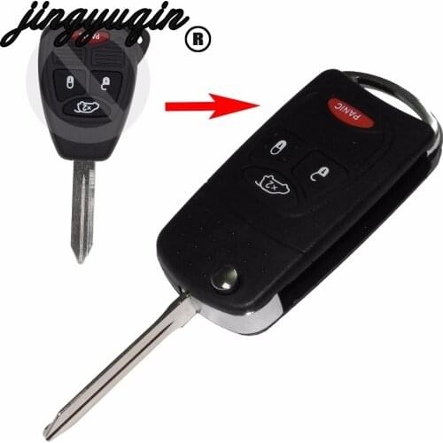 Jingyuqin Remote Flip Folding Key Shell Case For Chrysler Sebring Pacifica Dodge Avenger Nitro Jeep Wrangler Liberty 3 +1 Panic