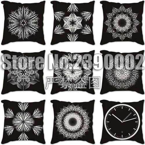 Black flower Throw Pillow Case Geometric Cushion Covers for Home Sofa Chair Home Decorative Pillowcases Pillows Covers 45*45CM
