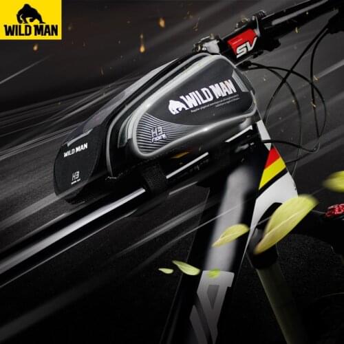 WILD MAN Bicycle Bag Waterproof 4.7-6.2" Touch Screen Mobile Phone Bag MTB Road Cycling Front Top Tube Frame Bag Cellphone Bag
